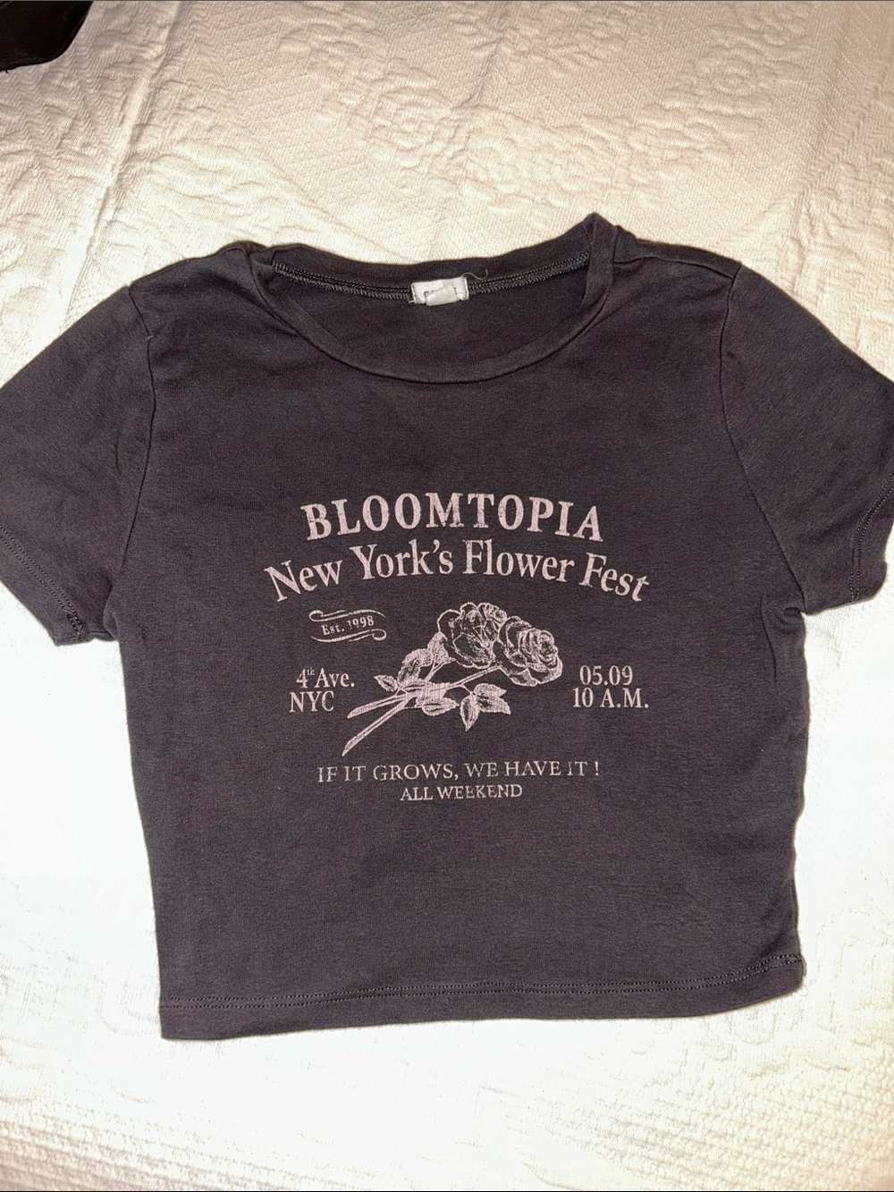 Garage Black Bloomtopia Graphic Crop Tee Y2K